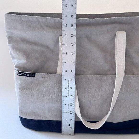 Love thy Beast Canvas Pet Tote, Grey/Navy - Picture 5 of 11